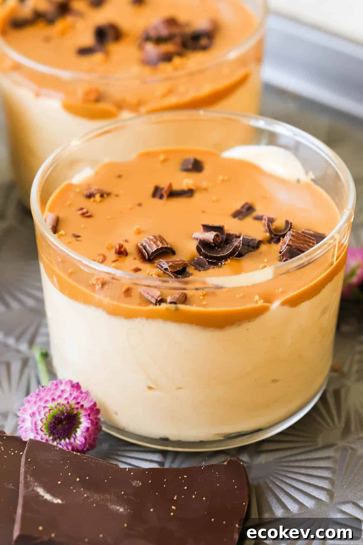 biscoff mousse in a glass jar.