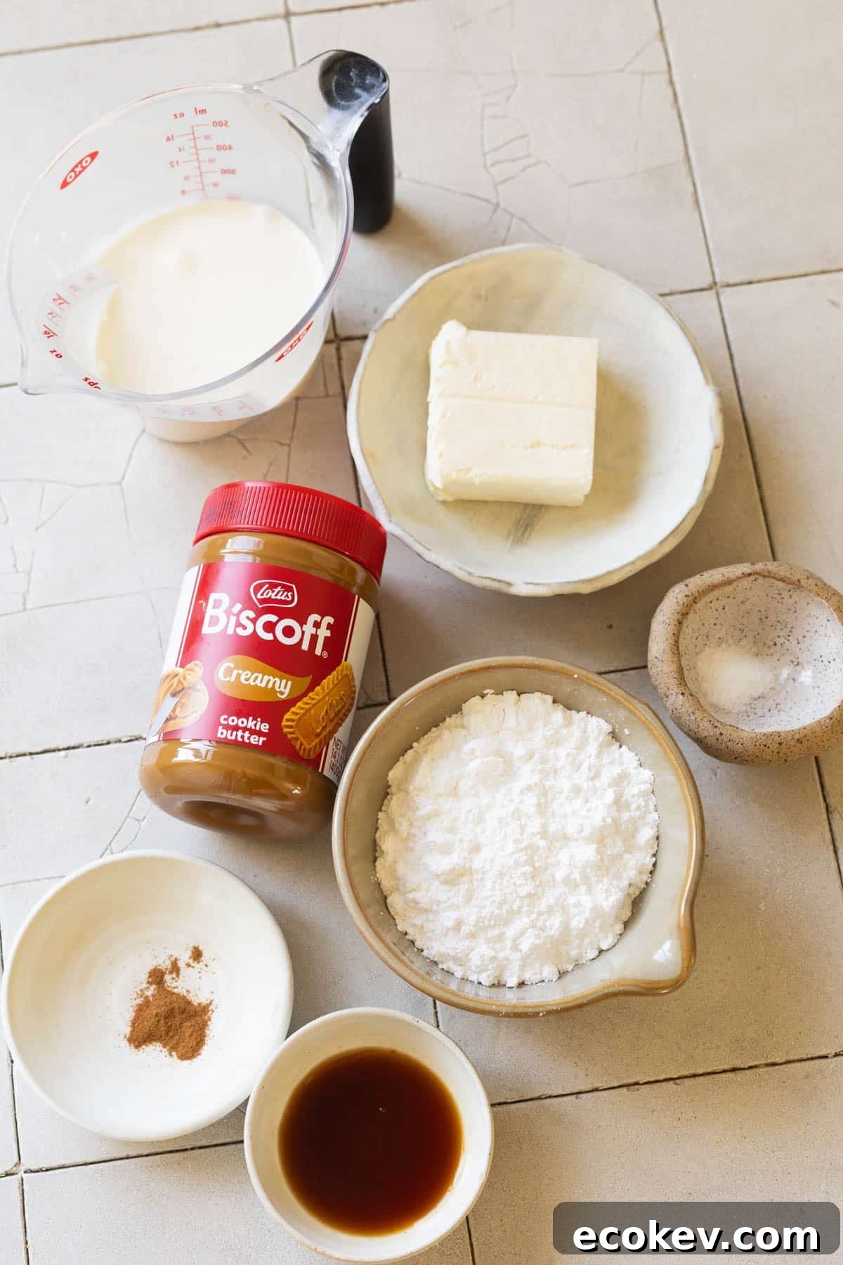 ingredients to make mousse in bowls.