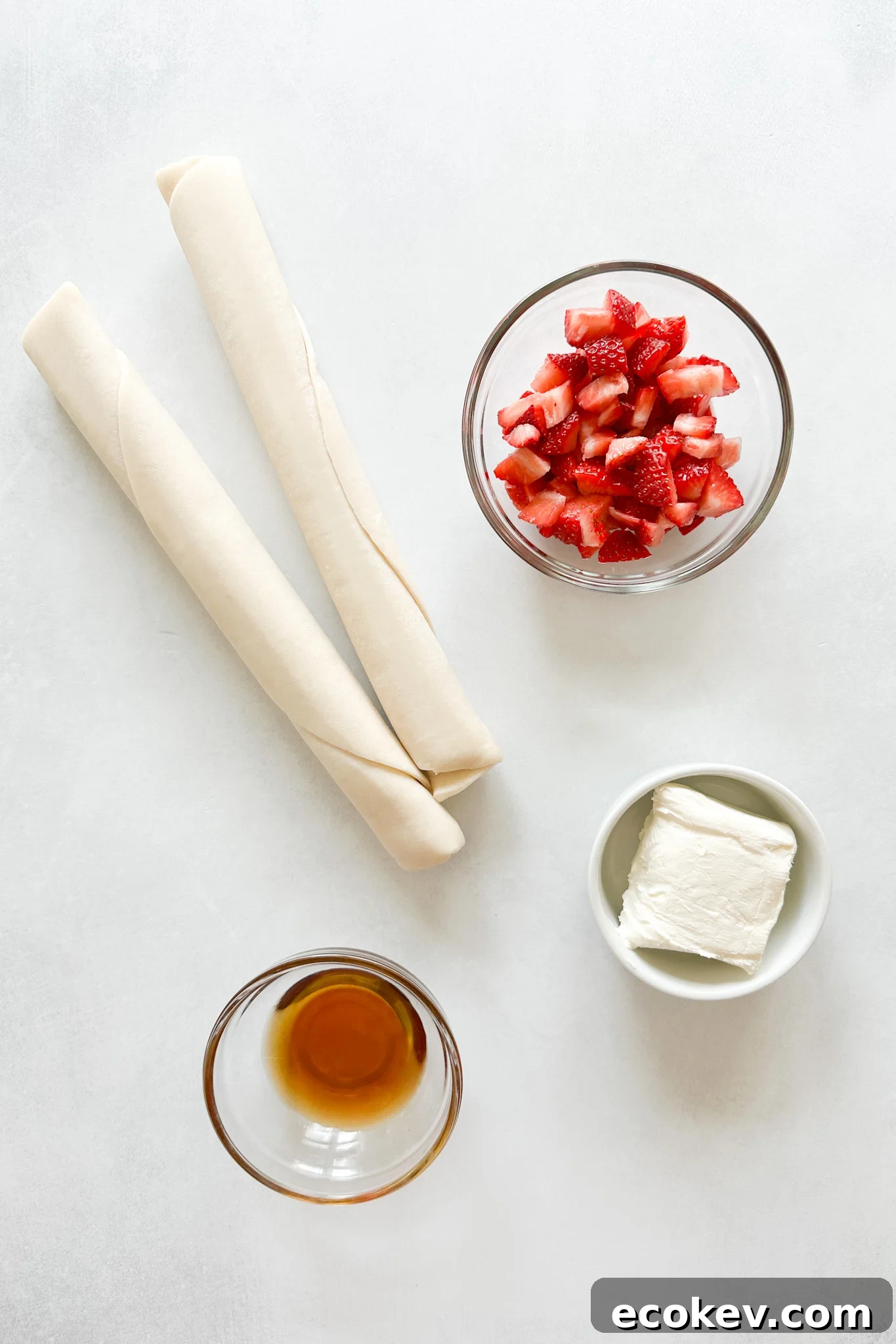 Ingredients to make strawberry cream cheese hand pies.