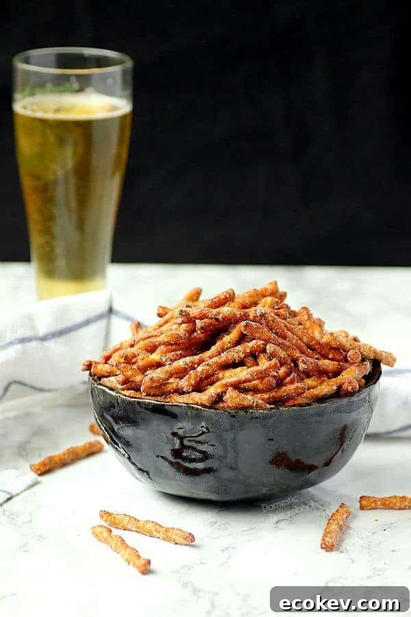 Butter Ranch Pretzels in a black bowl