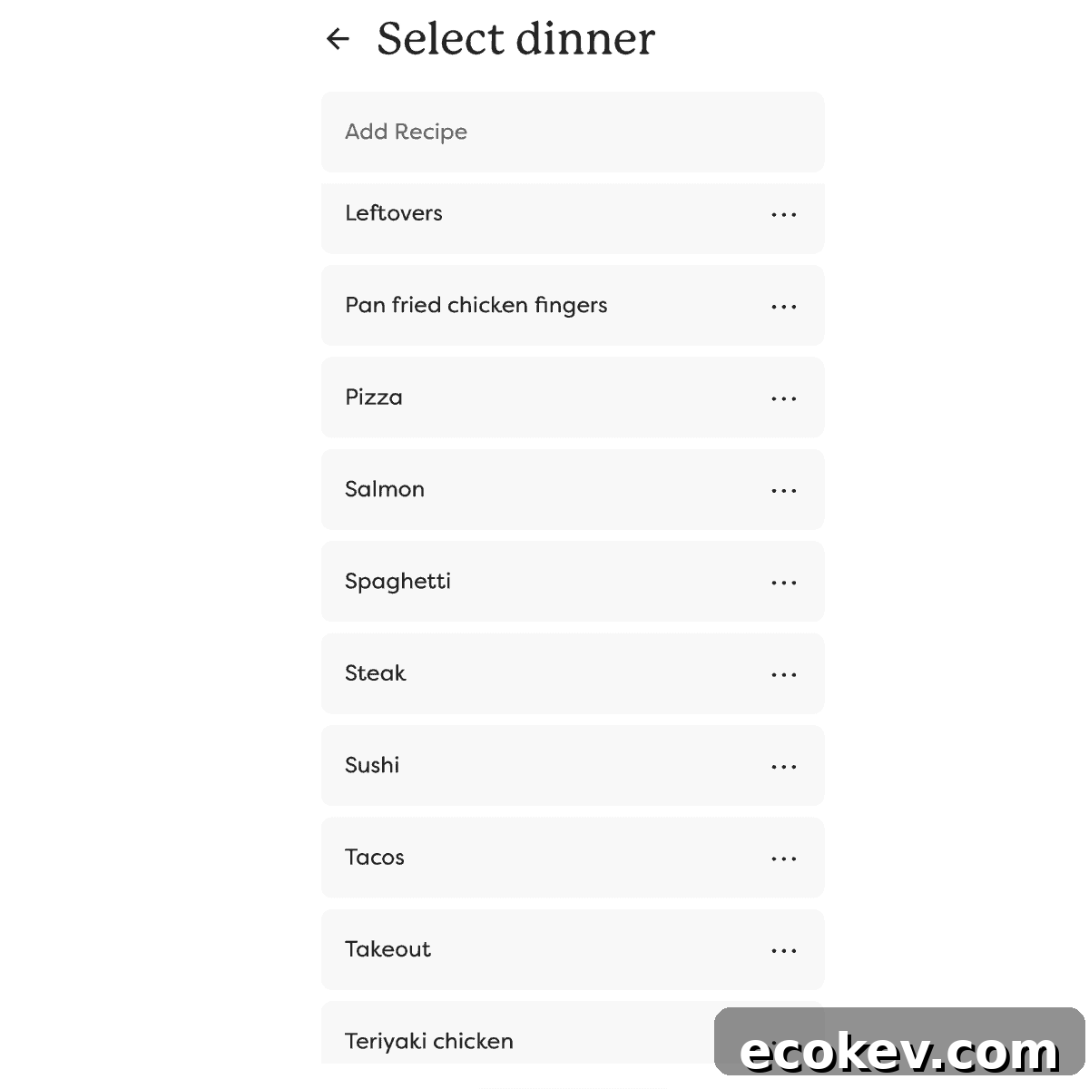 skylight meal planning feature