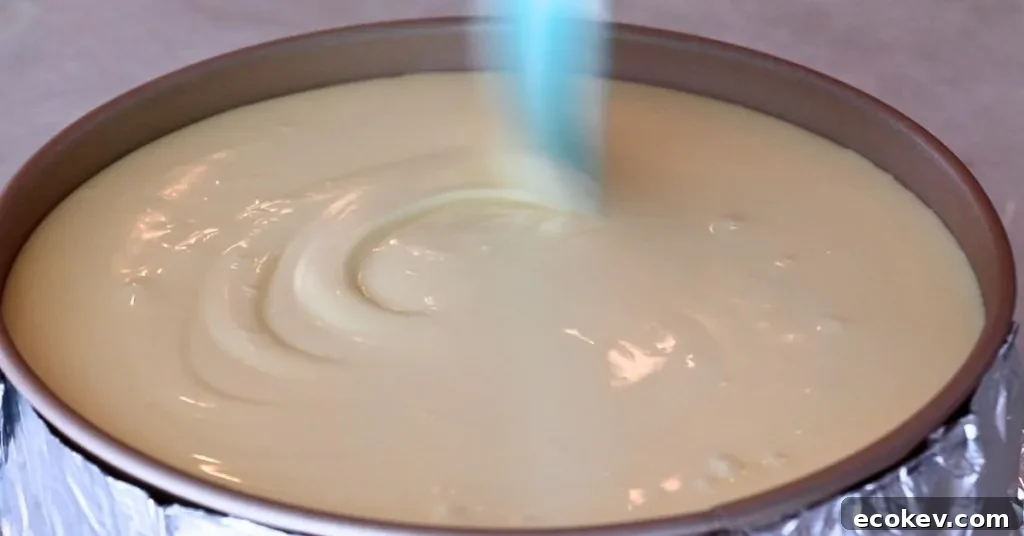 poured cheesecake batter into a pan