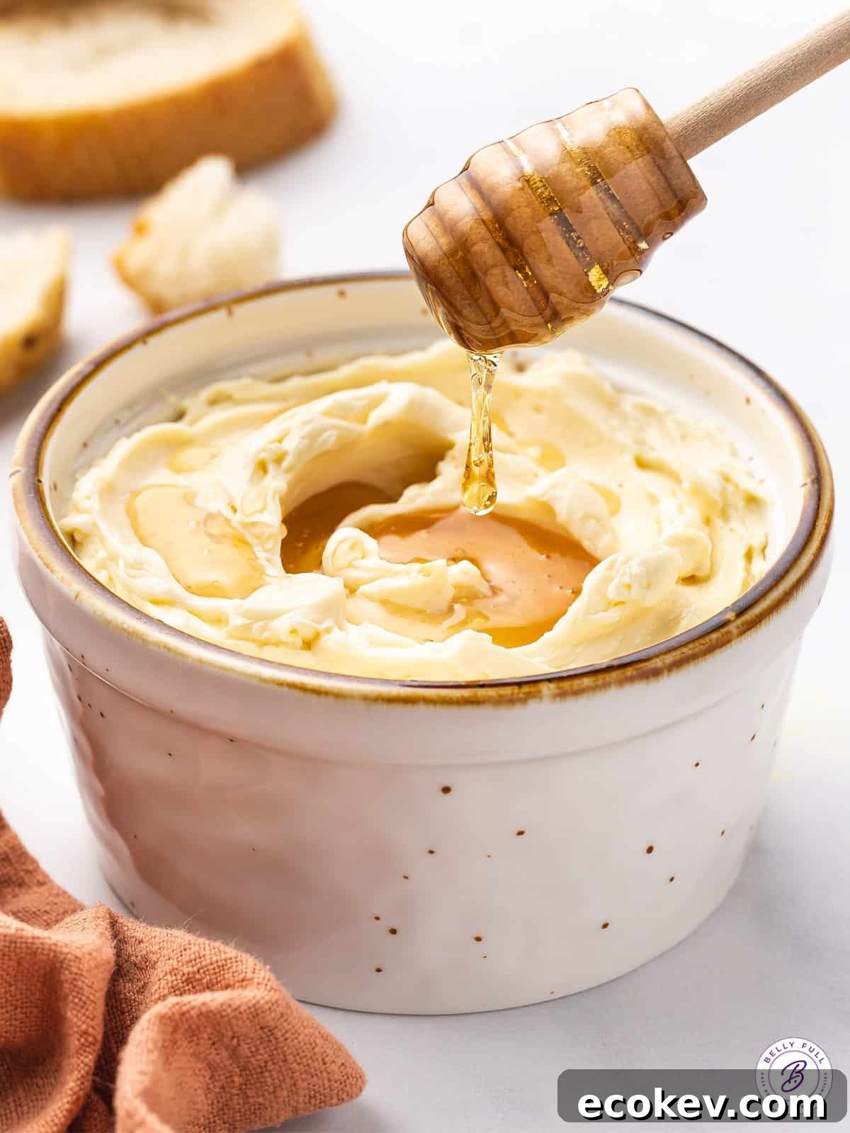 honey drizzled onto whipped butter