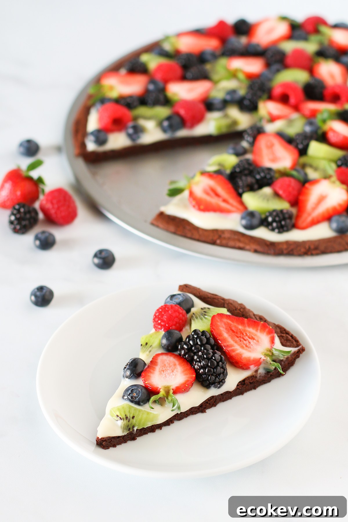 Gluten Free Vegan Brownie Fruit Pizza. Did you say pizza for dessert? I’m in!