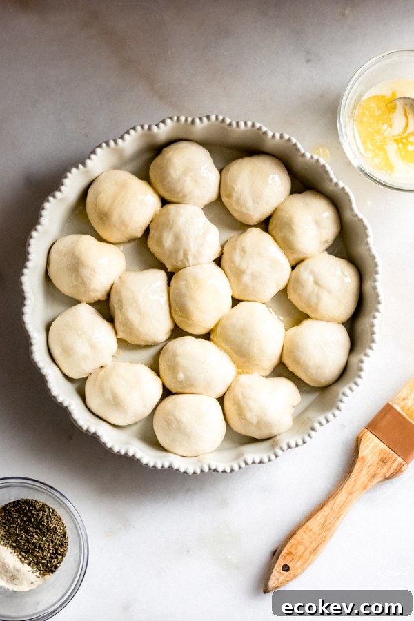 A pan of the assembled rolls.