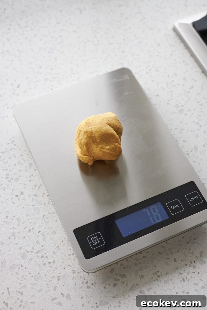 Dough on a scale.