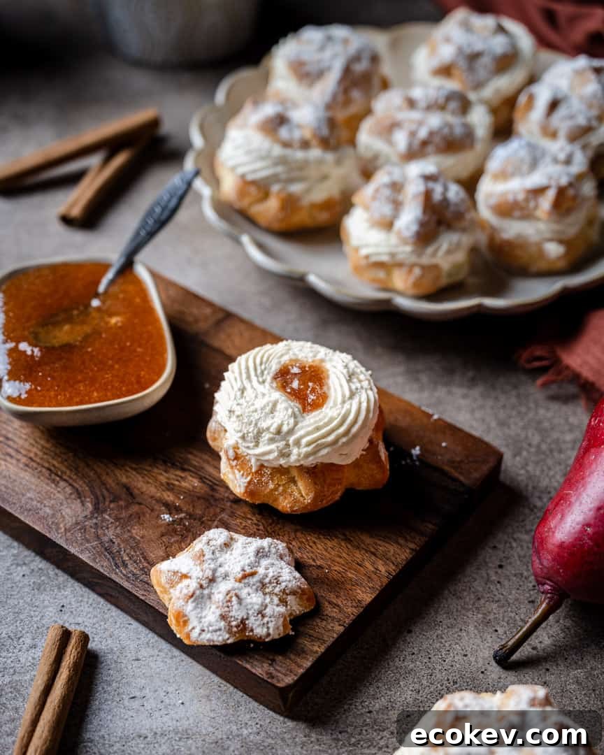 Spiced pear and maple cream puffs
