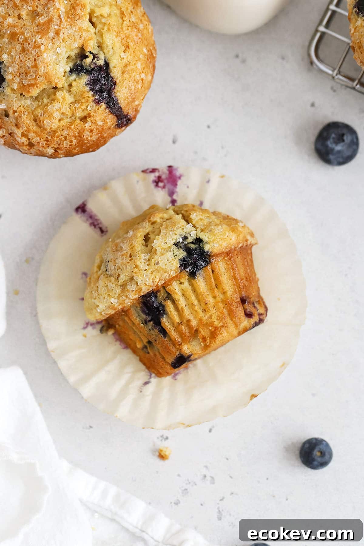 gluten-free blueberry muffins on a white background