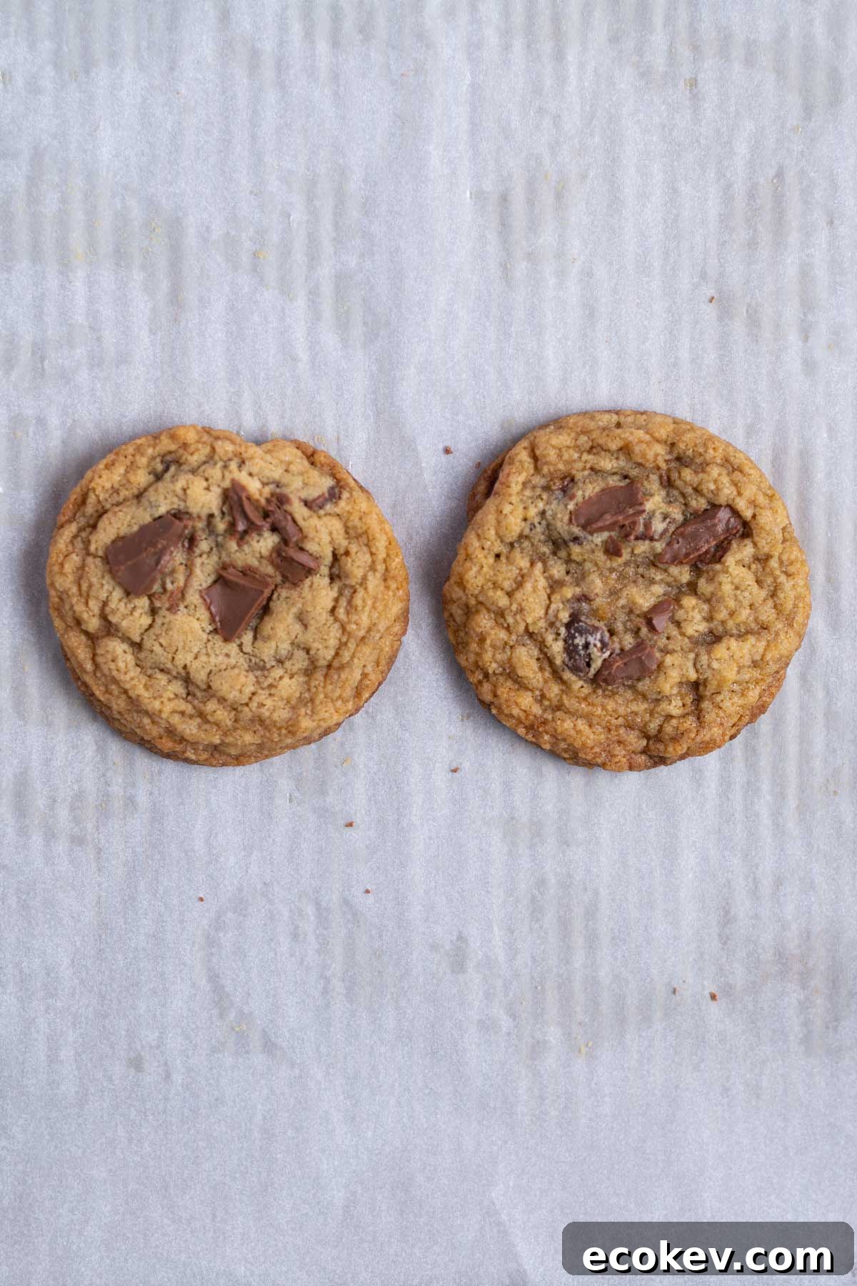 comparison of non-chilled cookie versus chilled
