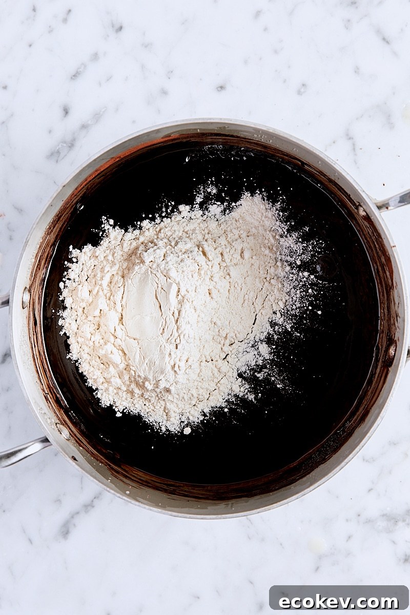 All-purpose flour added to brownie batter