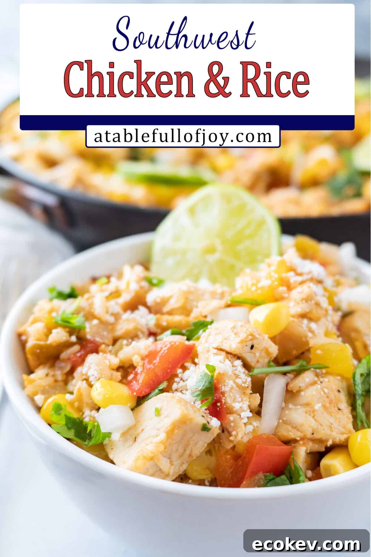 southwest chicken recipe in a bowl Pinterest pin