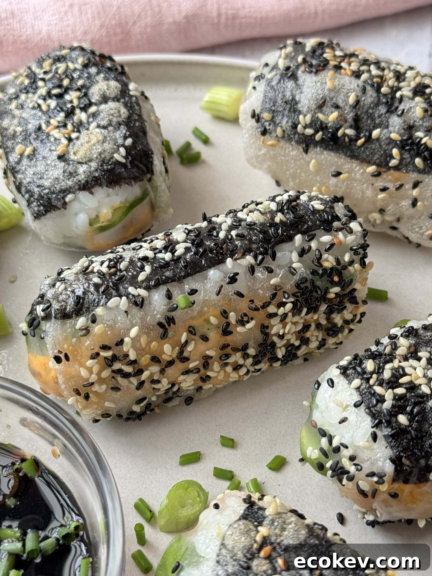 crispy rice paper rolls on plate
