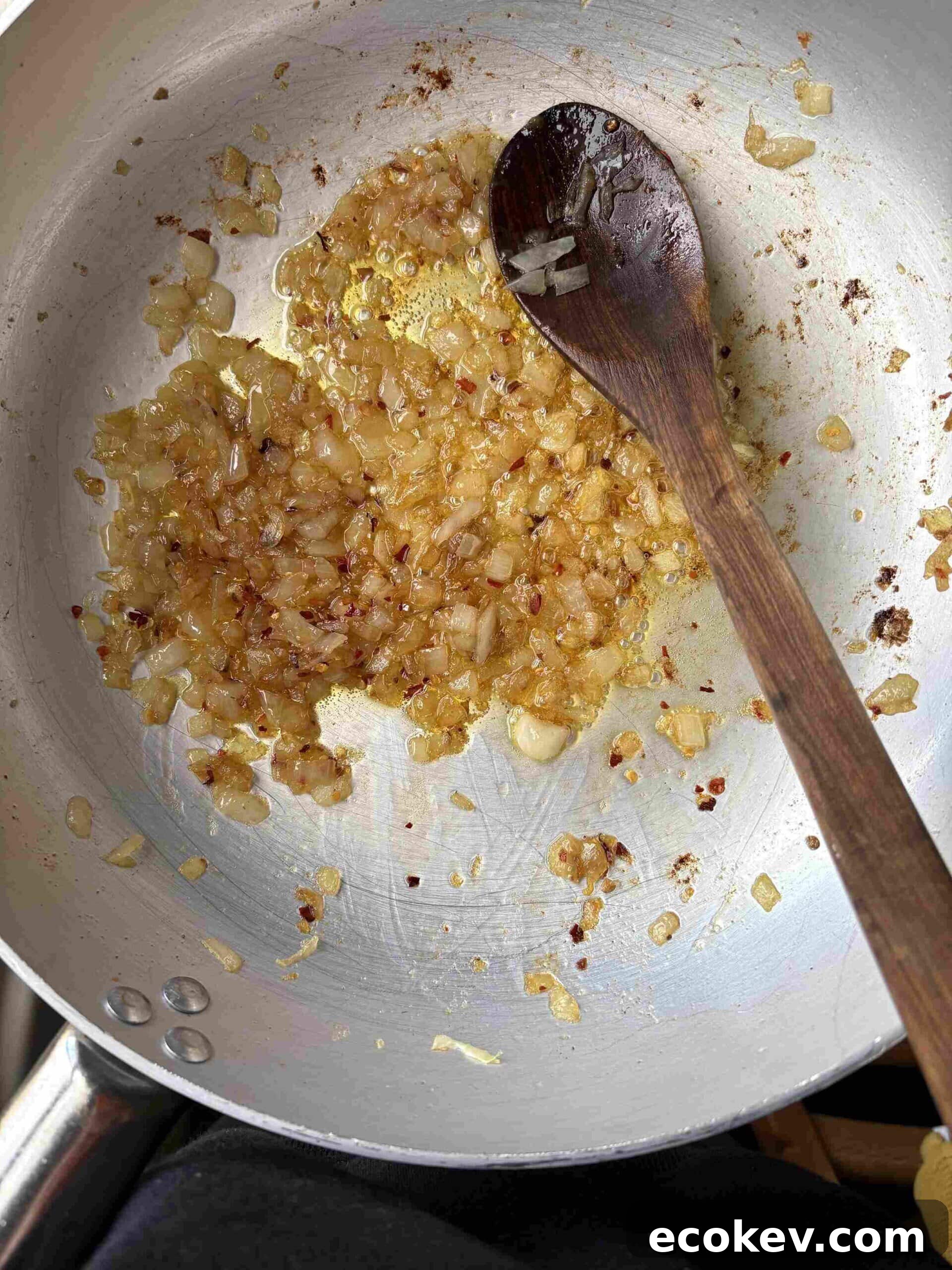 frying onions.