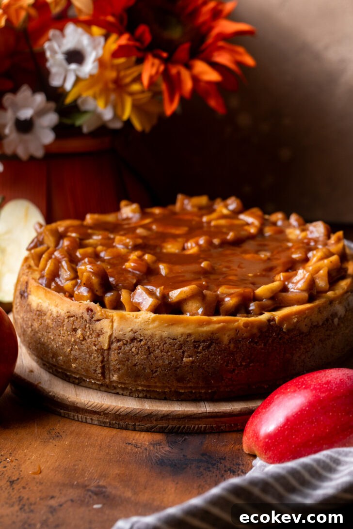 Decorated cheesecake on a board.