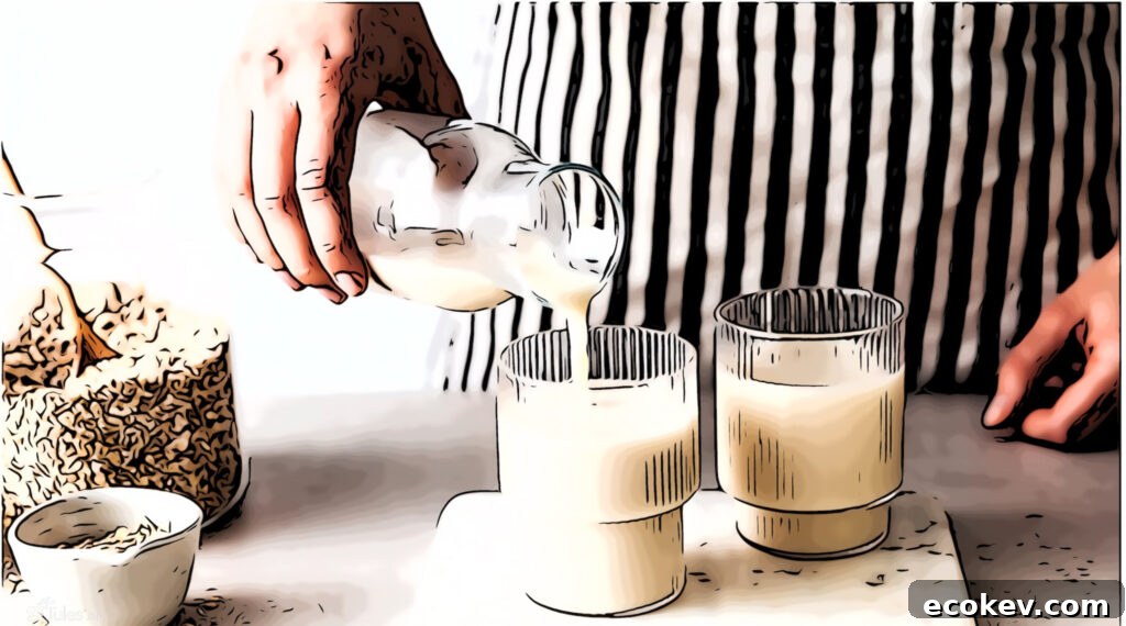 oat milk poured into glasses
