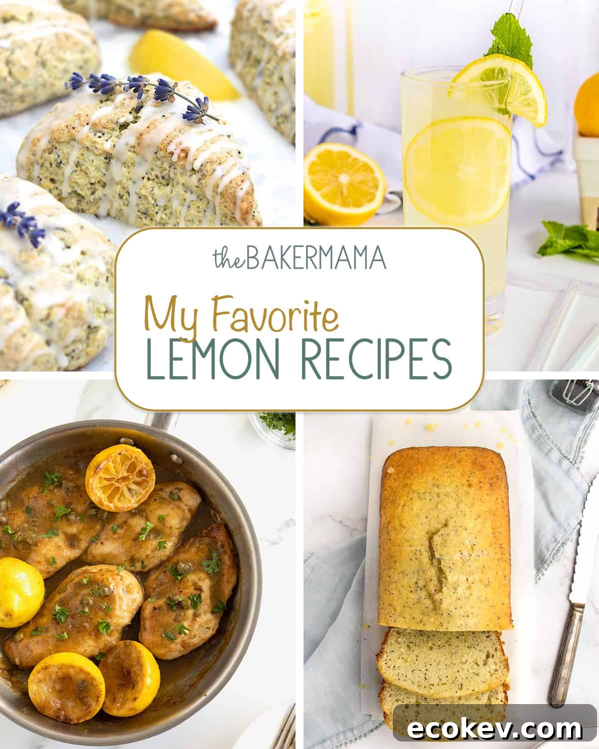 Lemon Lavender Poppy Seed Scones, Fresh Mint Lemonade, Skillet Chicken Piccata, Lemon Poppy Seed Bread