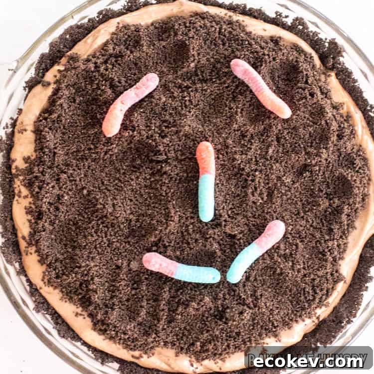 gummy worm smiley face on pie