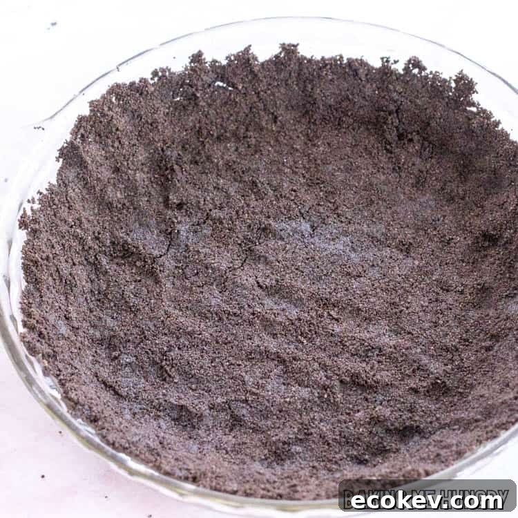 chocolate cookie crust pressed into pie plate