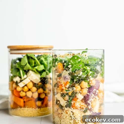 Roasted Pumpkin and Couscous Salad with Feta and Herbs 7 Two jars of couscous and pumpkin salad.