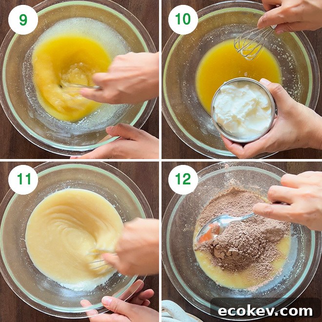 Eggless Besan (Chickpea Flour) Brownies Recipe 6 step by step picture collage of making besan brownies