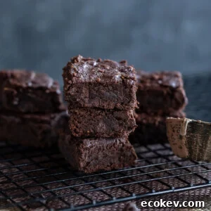 Eggless Besan (Chickpea Flour) Brownies Recipe 9 3 brownies stacked on top of each other
