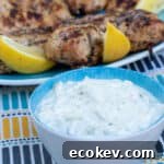A close up of a bowl of tzatziki