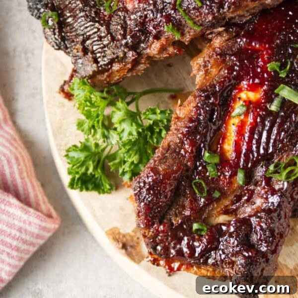 air fryer beef back ribs cooked and sliced on wood butcher block