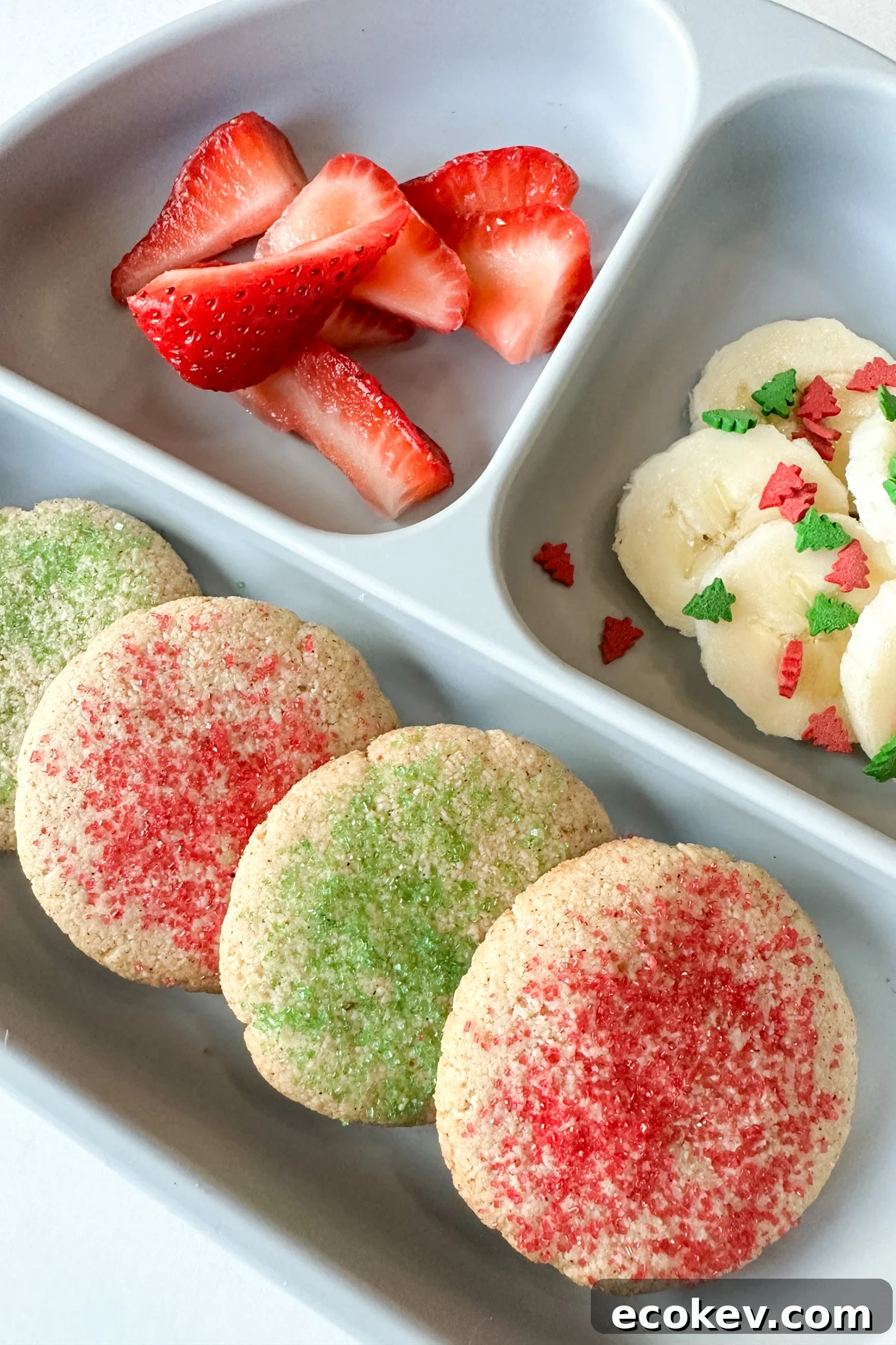 Soft ginger almond flour cookies served with fruits.