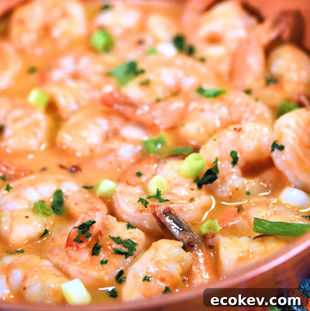 Closeup of cooked shrimp in skillet