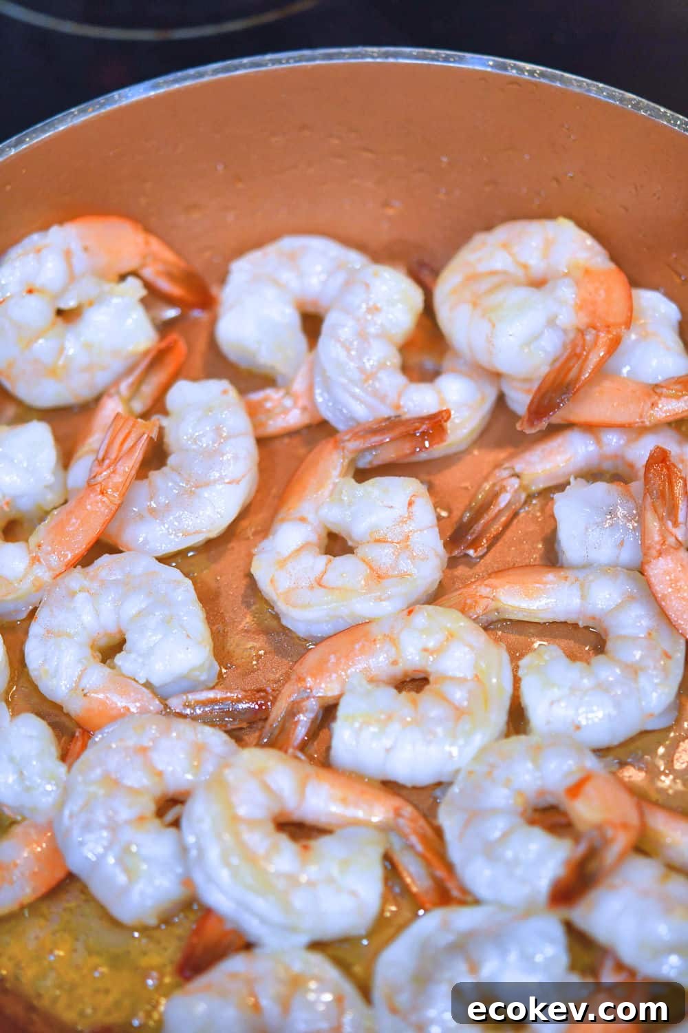 shrimp turning pinkish orange once cooked