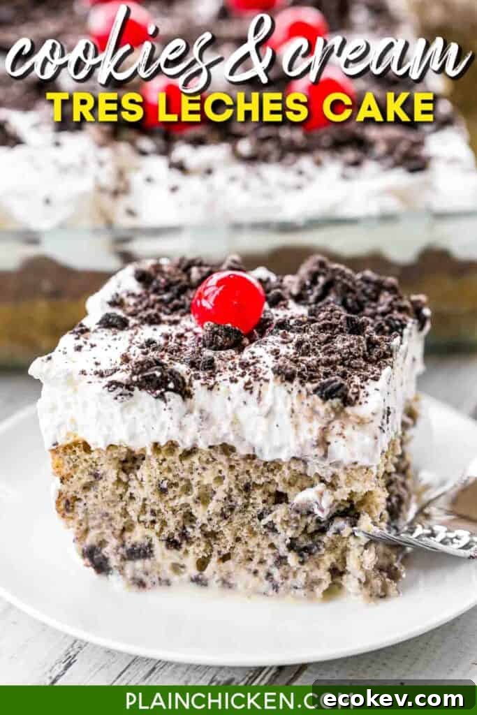 slice of cookies & cream tres leches cake