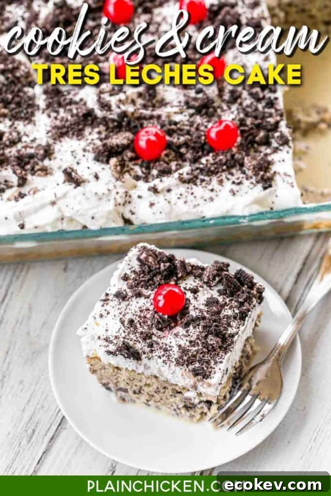 slice of cookies & cream tres leches cake