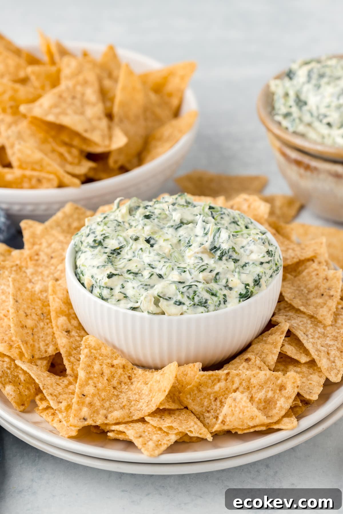 Spinach and artichoke dip in a bowl