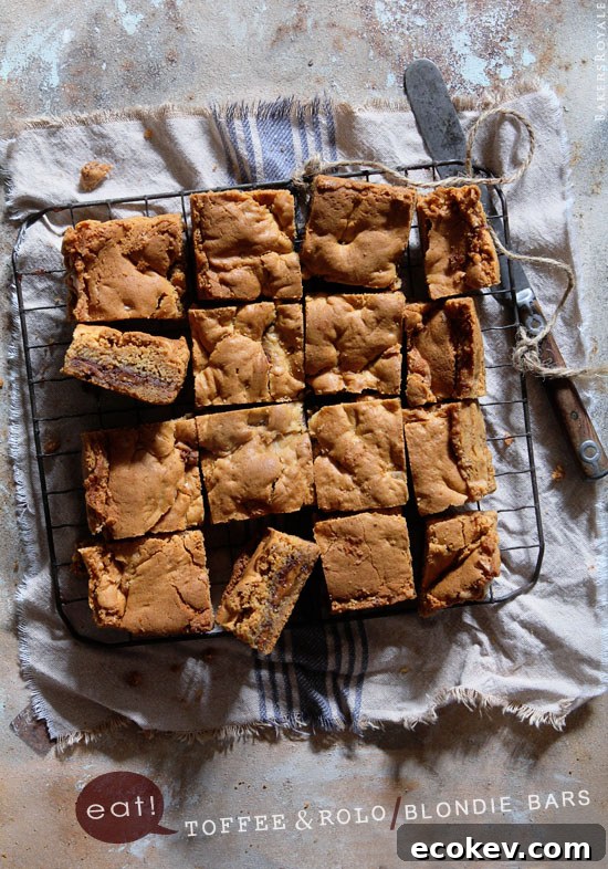 Toffee and Rolo Blondie Bars via Bakers Royale
