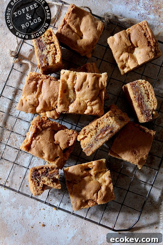 Toffee and Rolo Blondie Bars from Bakers Royale