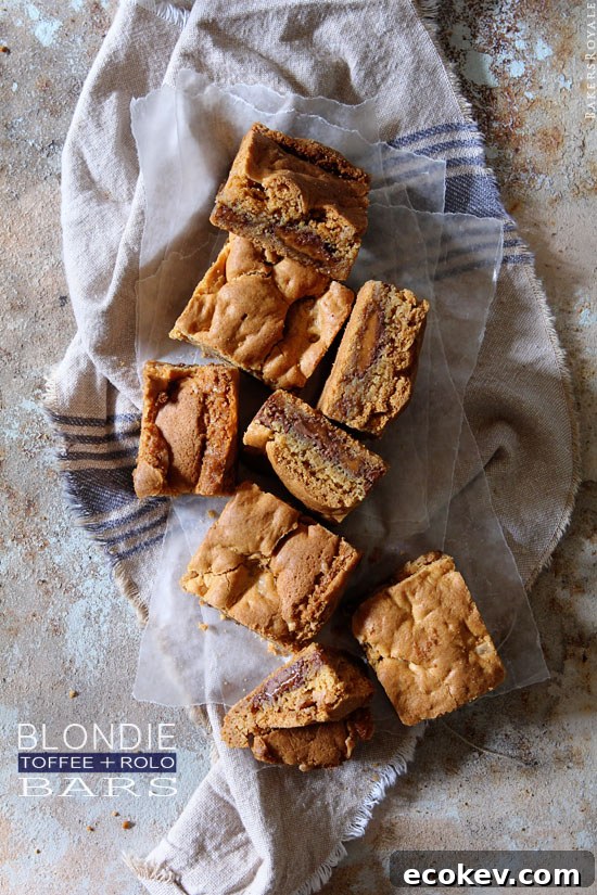 Toffee and Rolo Blondie Bars by Bakers Royale