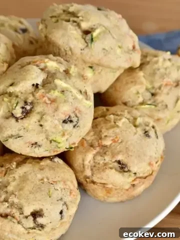 Zucchini Carrot Raisin Muffins.
