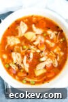 close up of instant pot chicken vegetable soup