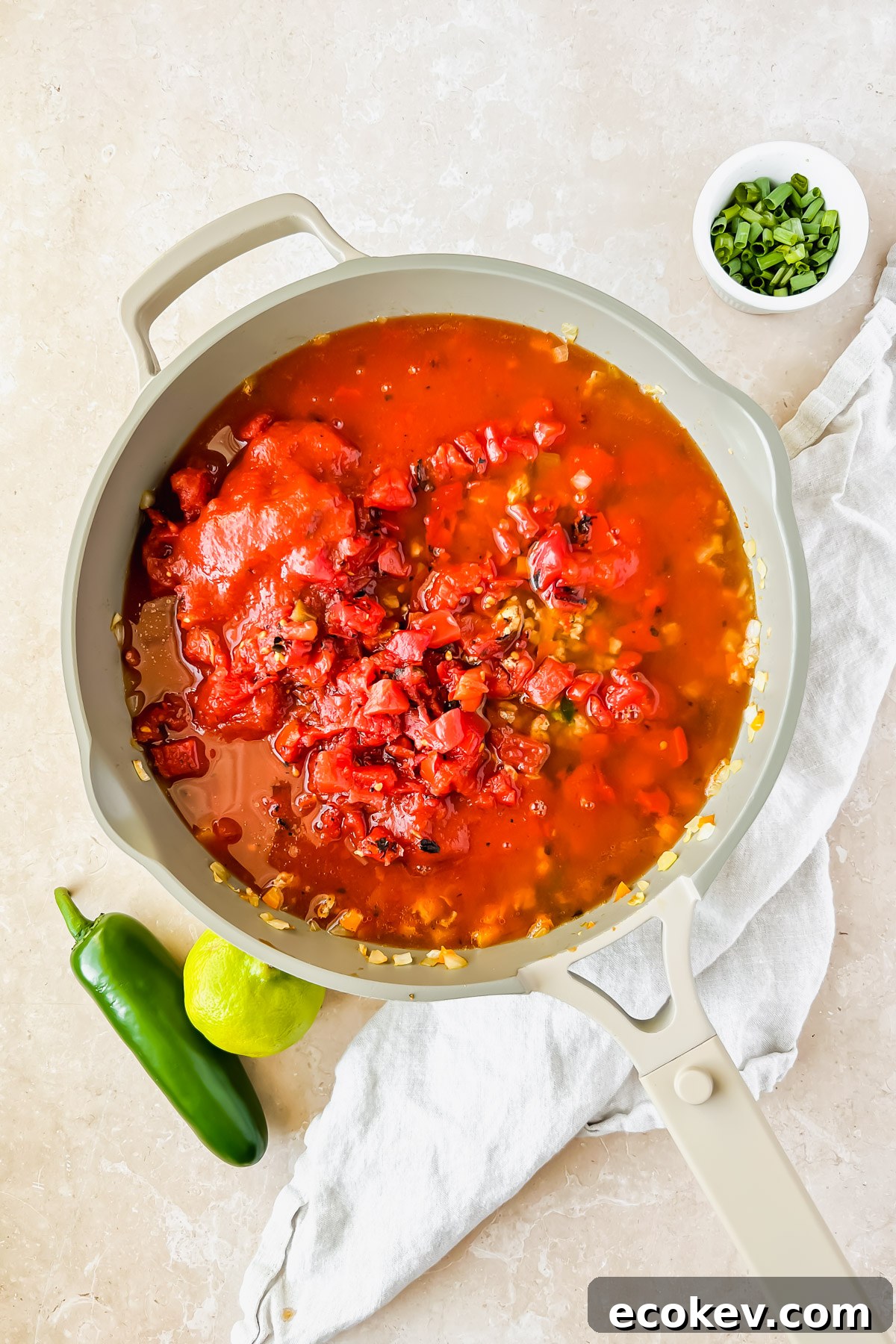 Sauce in skillet ready for pasta