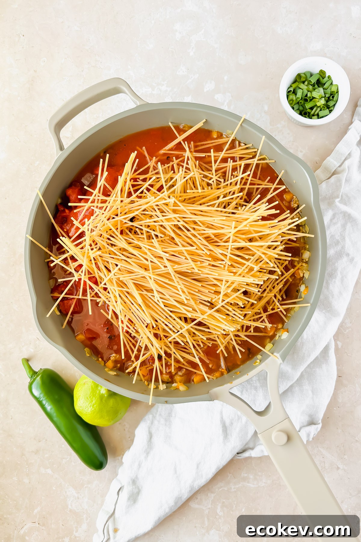 Pasta submerged in sauce