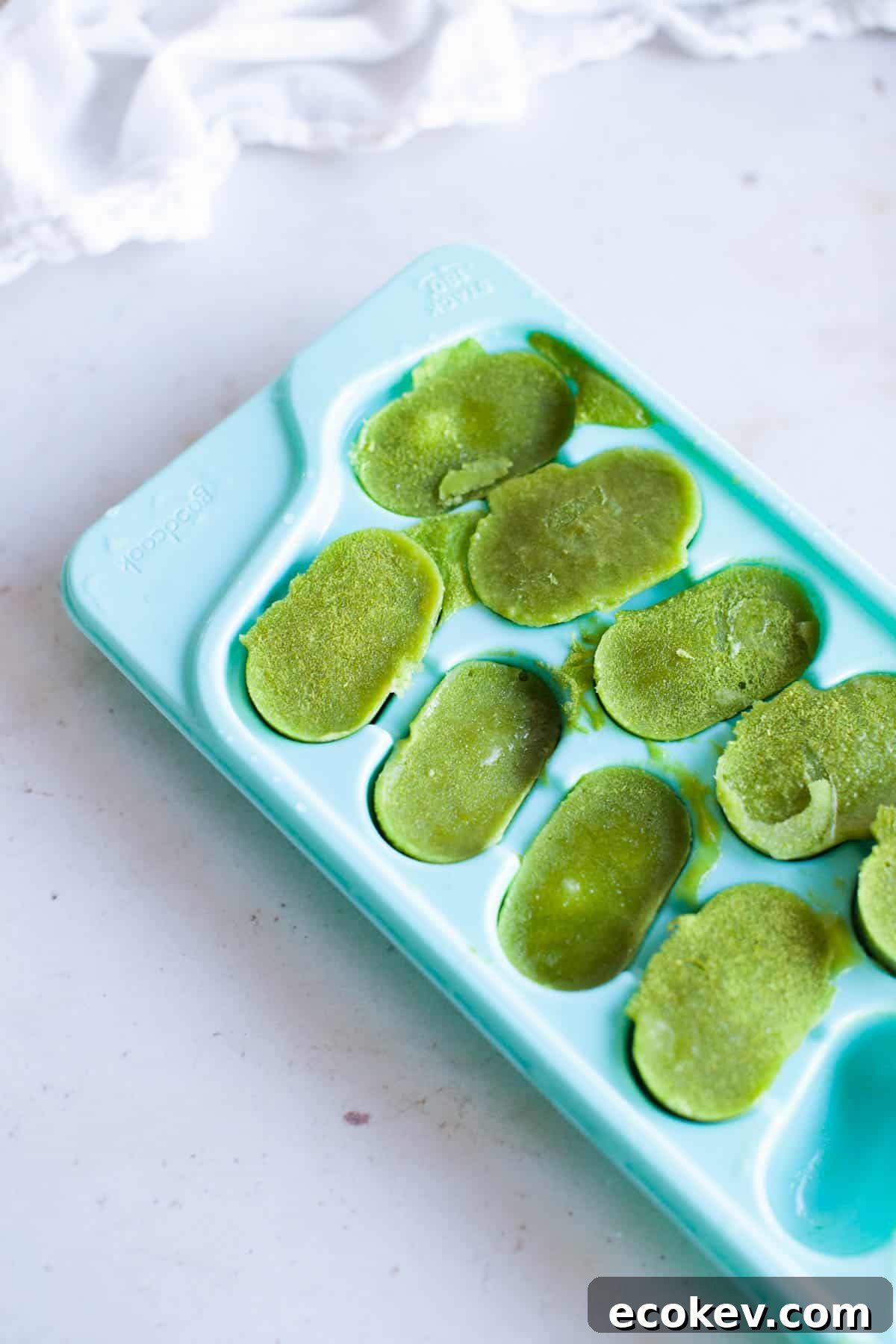 frozen smoothie in an ice tray
