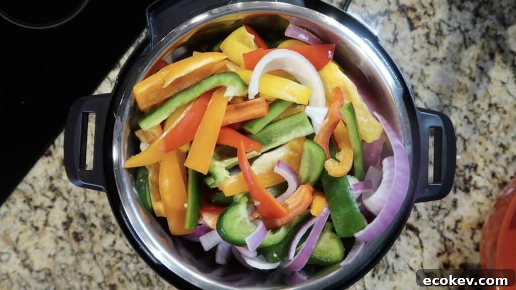 Adding peppers and onion to Instant Pot