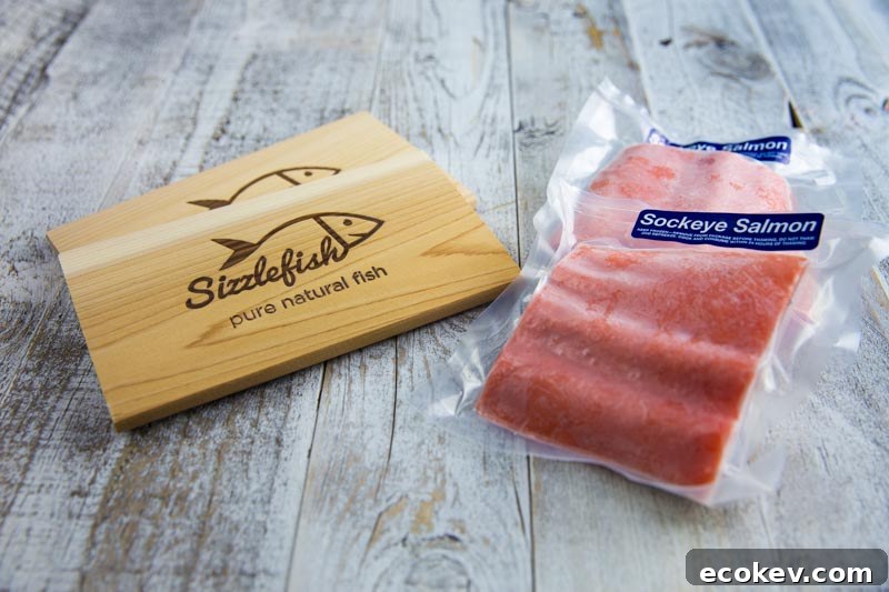 Sockeye salmon on cedar plank
