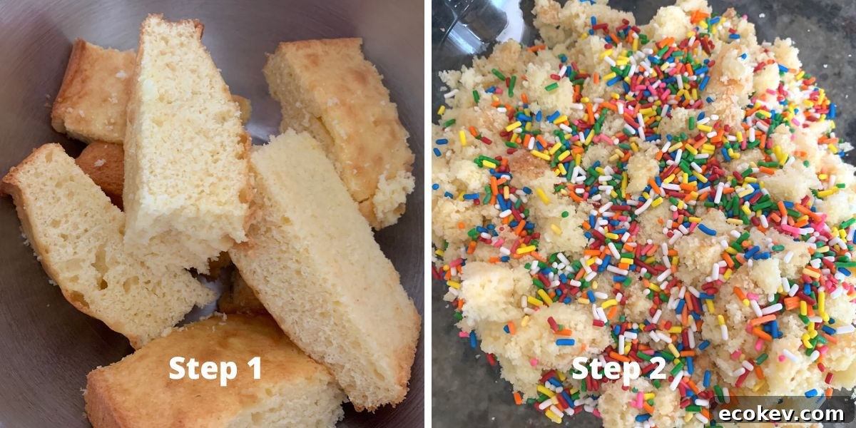 Photos of the cakesicle-making steps.