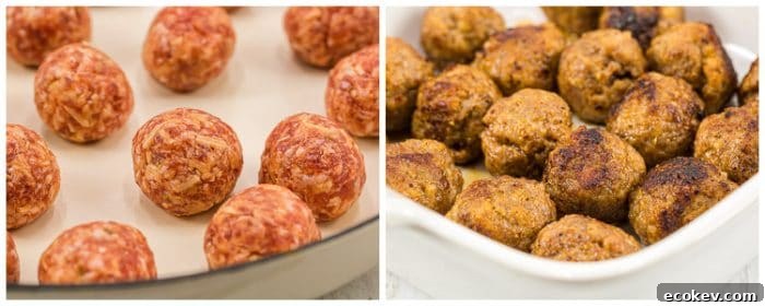 side by side italian meatballs for the keto casserole