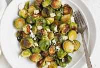 Crispy Roasted Brussels Sprouts with Goat Cheese and Honey