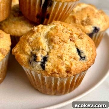 close up of blueberry Bisquick muffin.